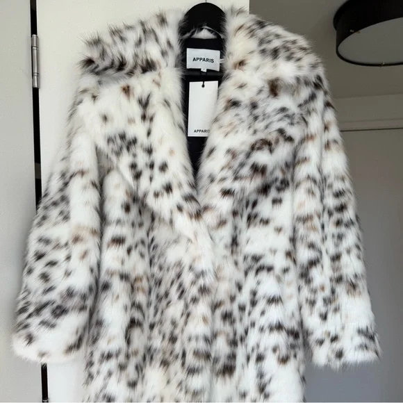 Luxury Brand New Apparis Gabrielle Maxi Coat. M size. Snow Leopard Print. - Picture 8 of 14